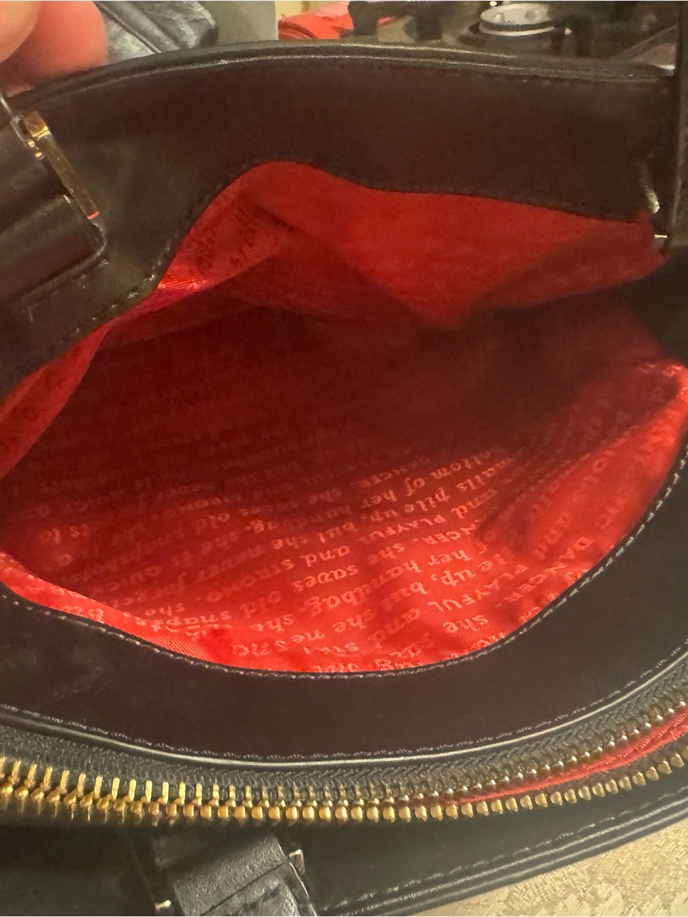 Kate Spade Rare "Ooh La La" Poppy Lottie Leather Satchel Bag Black Red - Picture 12 of 14